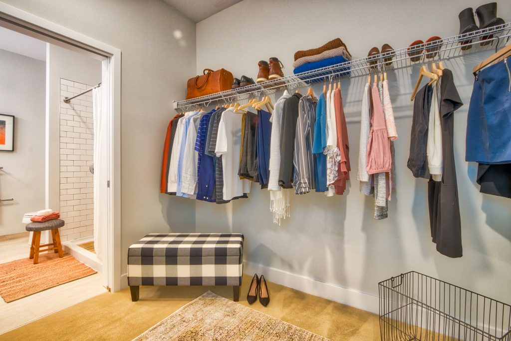 Pioneer Everett Walk-In Closet, Model Apartment. Matthew Brown Photography